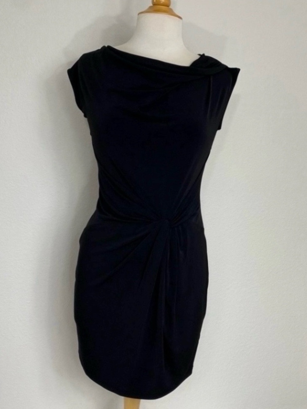 Michael Michael Kors Women Black Cap Sleeve Drappy Stretch Mini Dress XS Classic